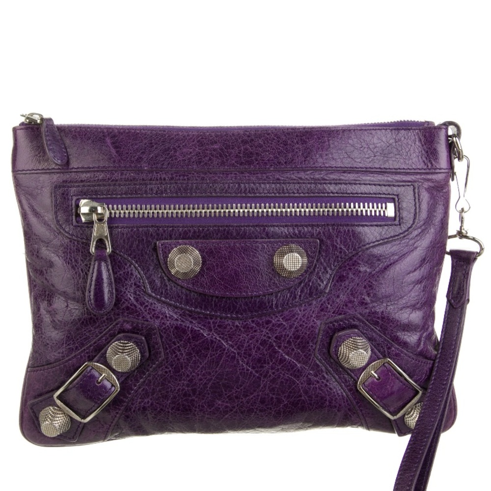 SOLD- Balenciaga Vintage Giant Motocross Flat Violet Purple Clutch Bag Wristlet - Picture 1 of 17